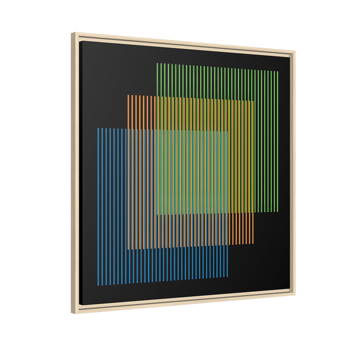 Framed Matte Canvas — Geometric Multi-Color Line Art