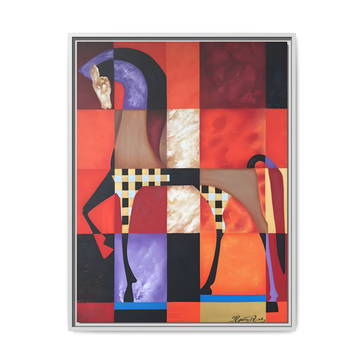 Abstract Geometric Horse Matte Canvas Framed Print