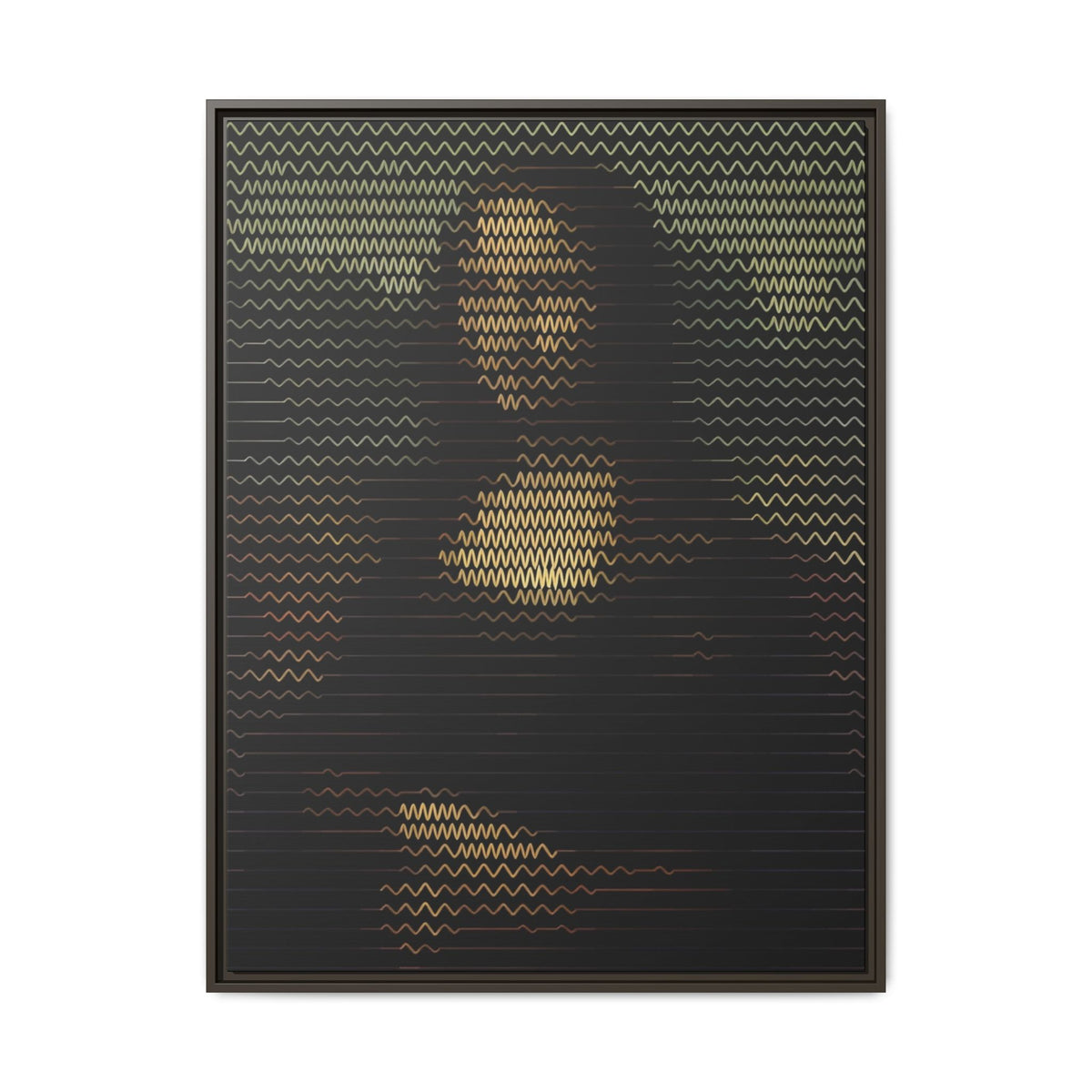 Framed Matte Canvas Art - Wavy Mosaic Mona Lisa Print