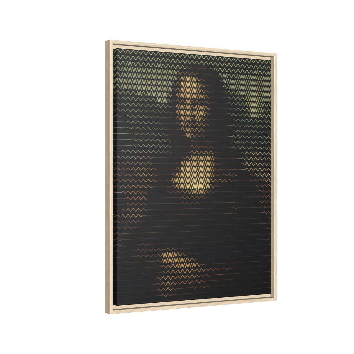 Framed Matte Canvas Art - Wavy Mosaic Mona Lisa Print