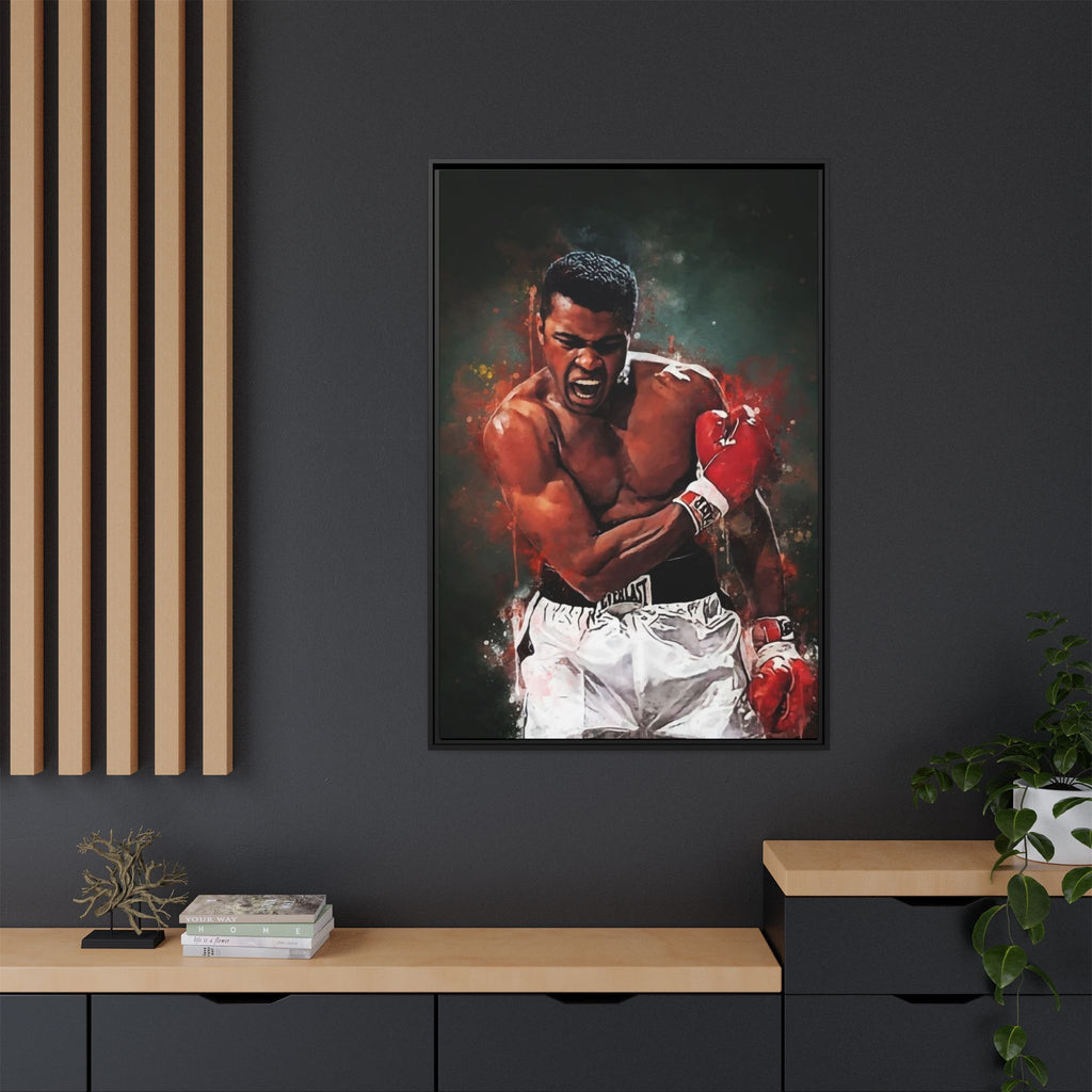 Framed Boxing Canvas Art — Dynamic Fighter Portrait