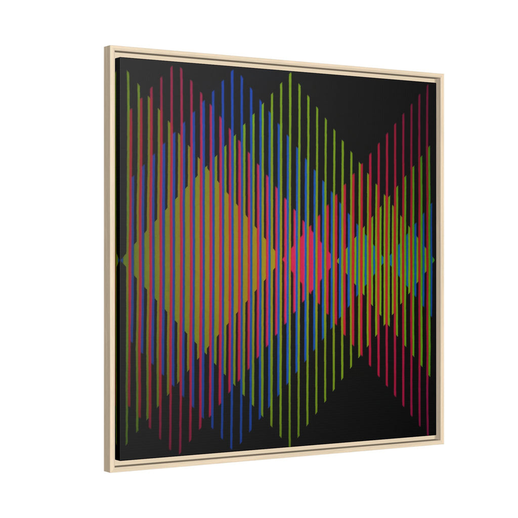 Framed Matte Canvas — Retro Neon Geometric Soundwave Art