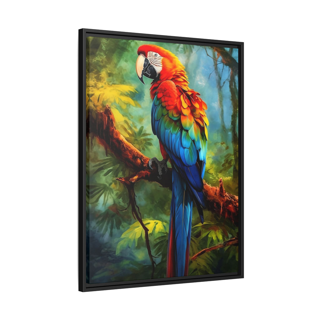 Framed Parrot Canvas Print — Colorful Tropical Macaw Wall Art