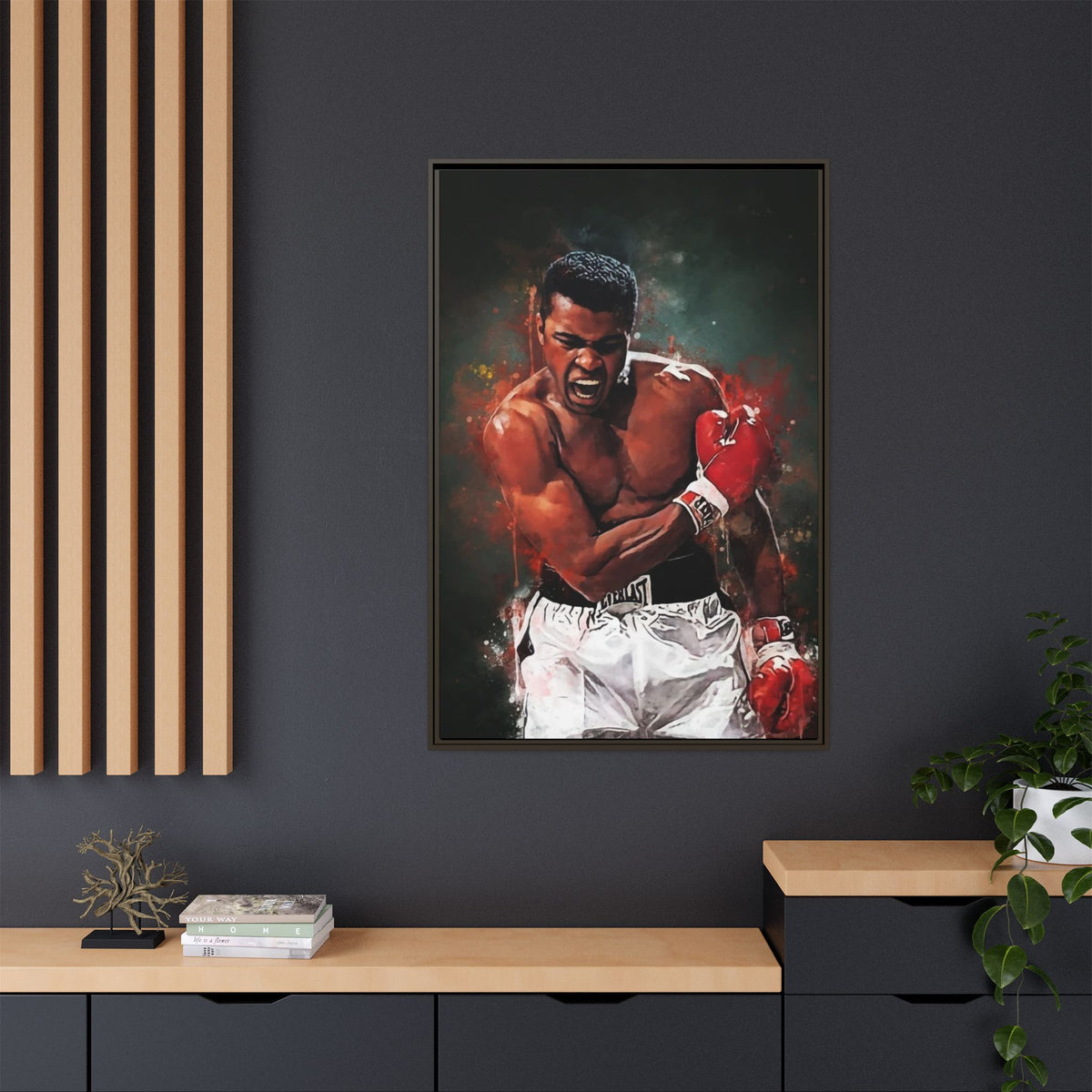 Framed Boxing Canvas Art — Dynamic Fighter Portrait