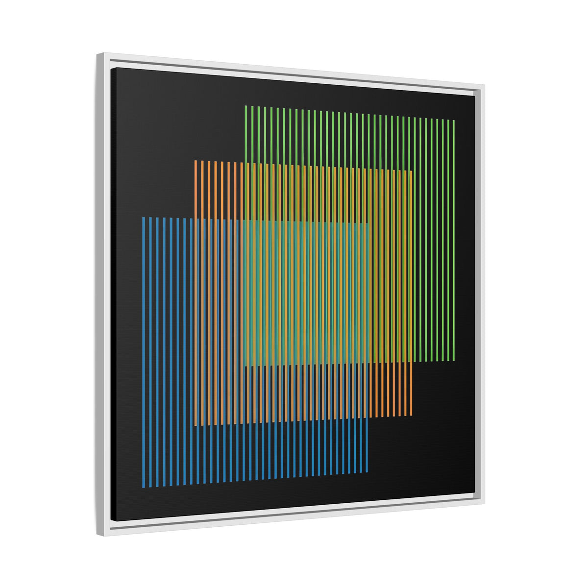 Framed Matte Canvas — Geometric Multi-Color Line Art