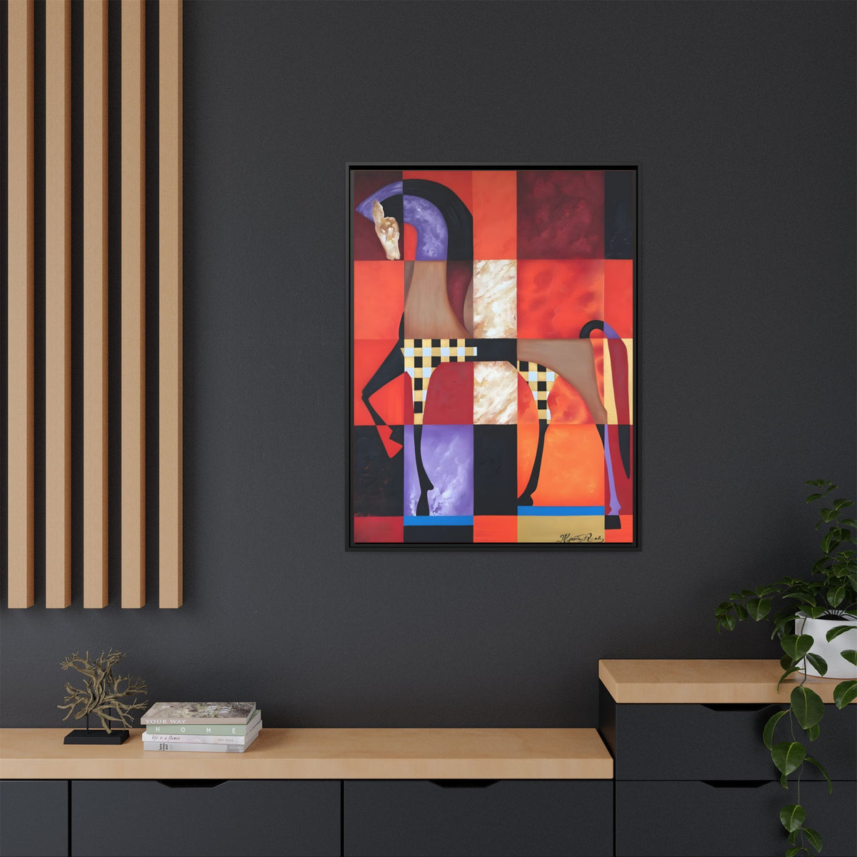 Abstract Geometric Horse Matte Canvas Framed Print