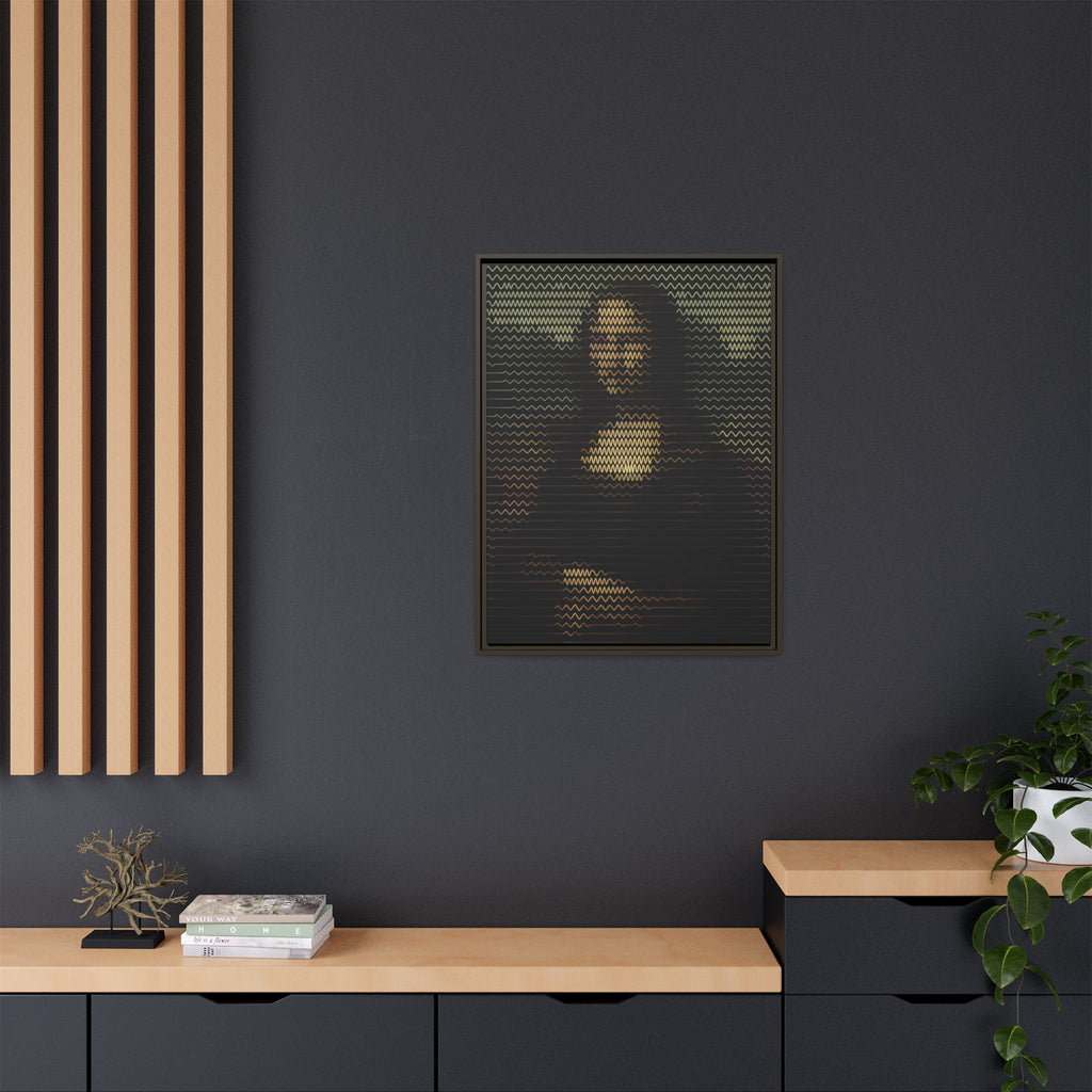Framed Matte Canvas Art - Wavy Mosaic Mona Lisa Print
