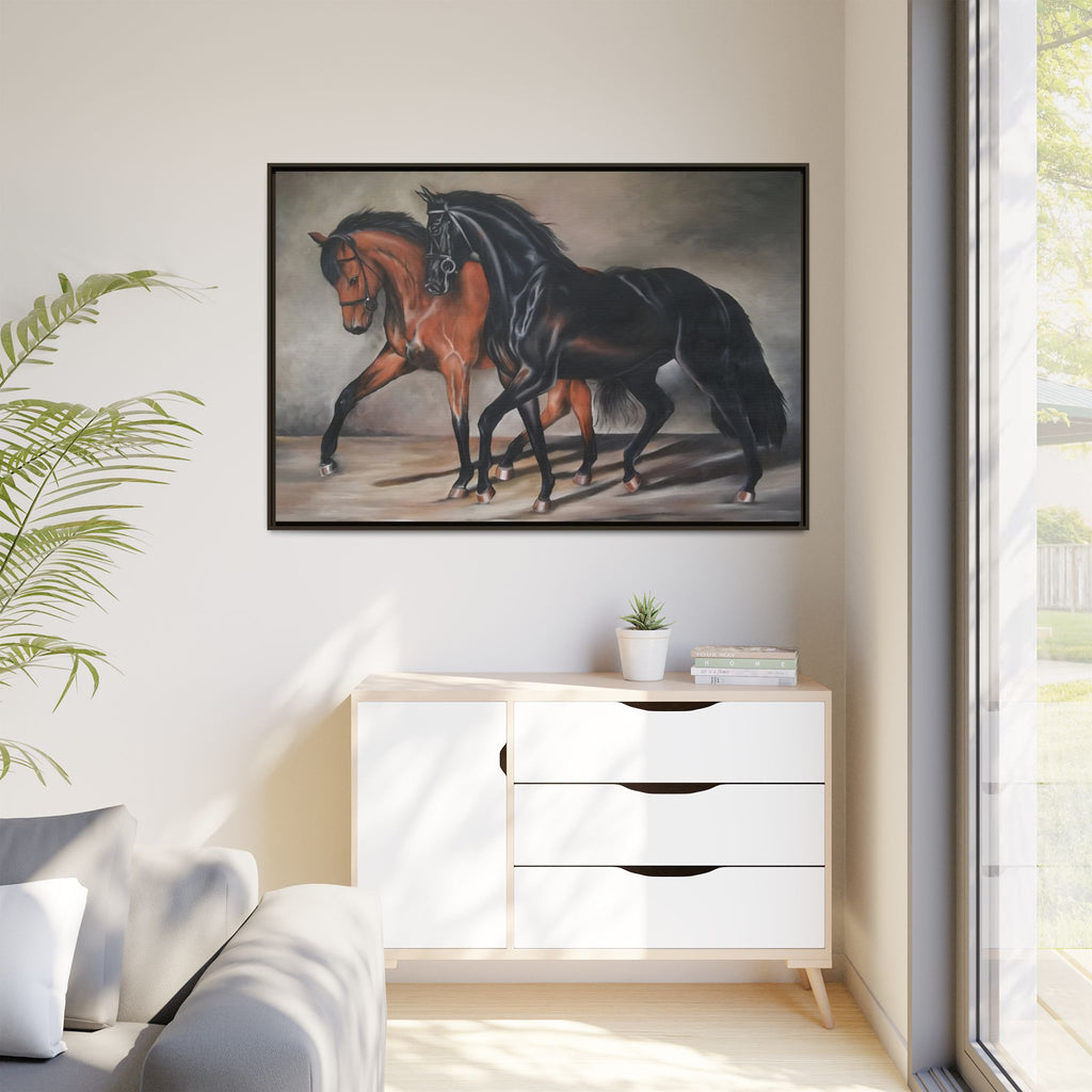 Framed Matte Canvas – Elegant Pair of Horses Wall Art