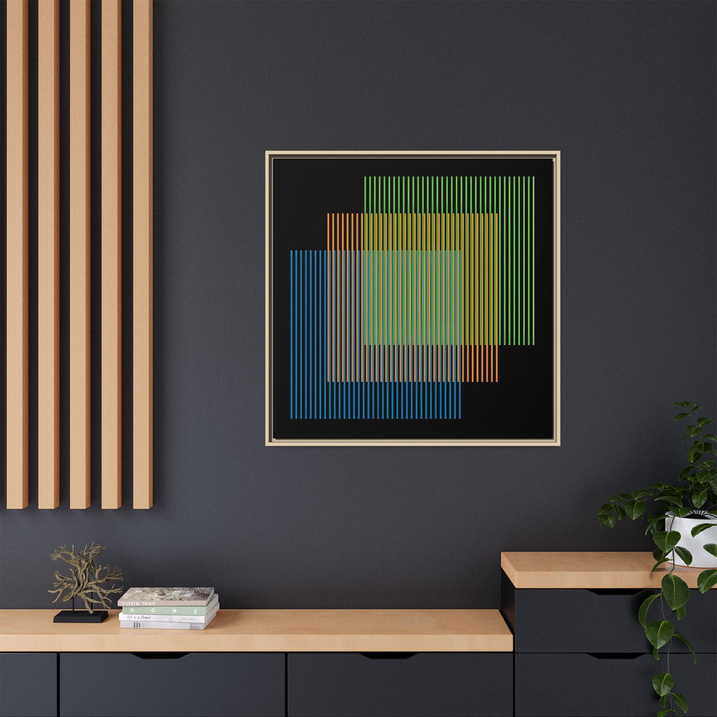 Framed Matte Canvas — Geometric Multi-Color Line Art