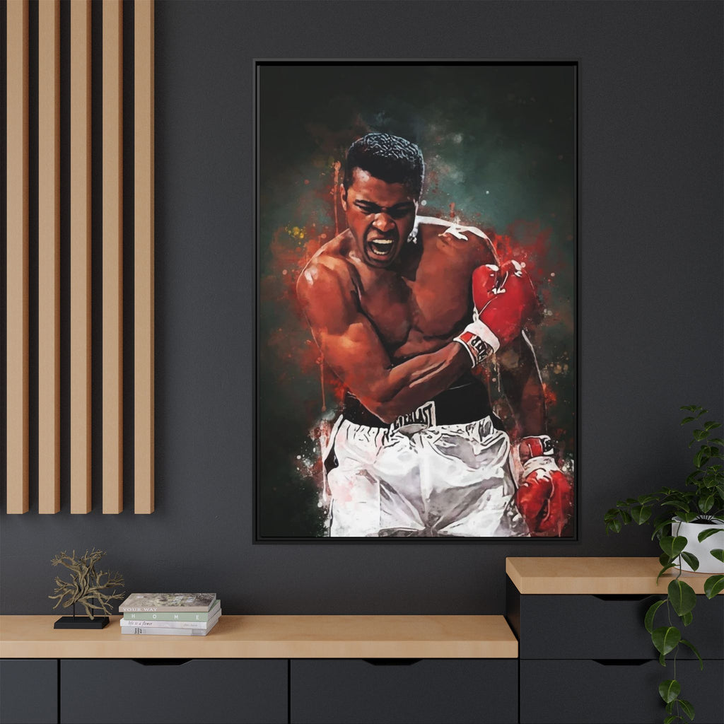 Framed Boxing Canvas Art — Dynamic Fighter Portrait