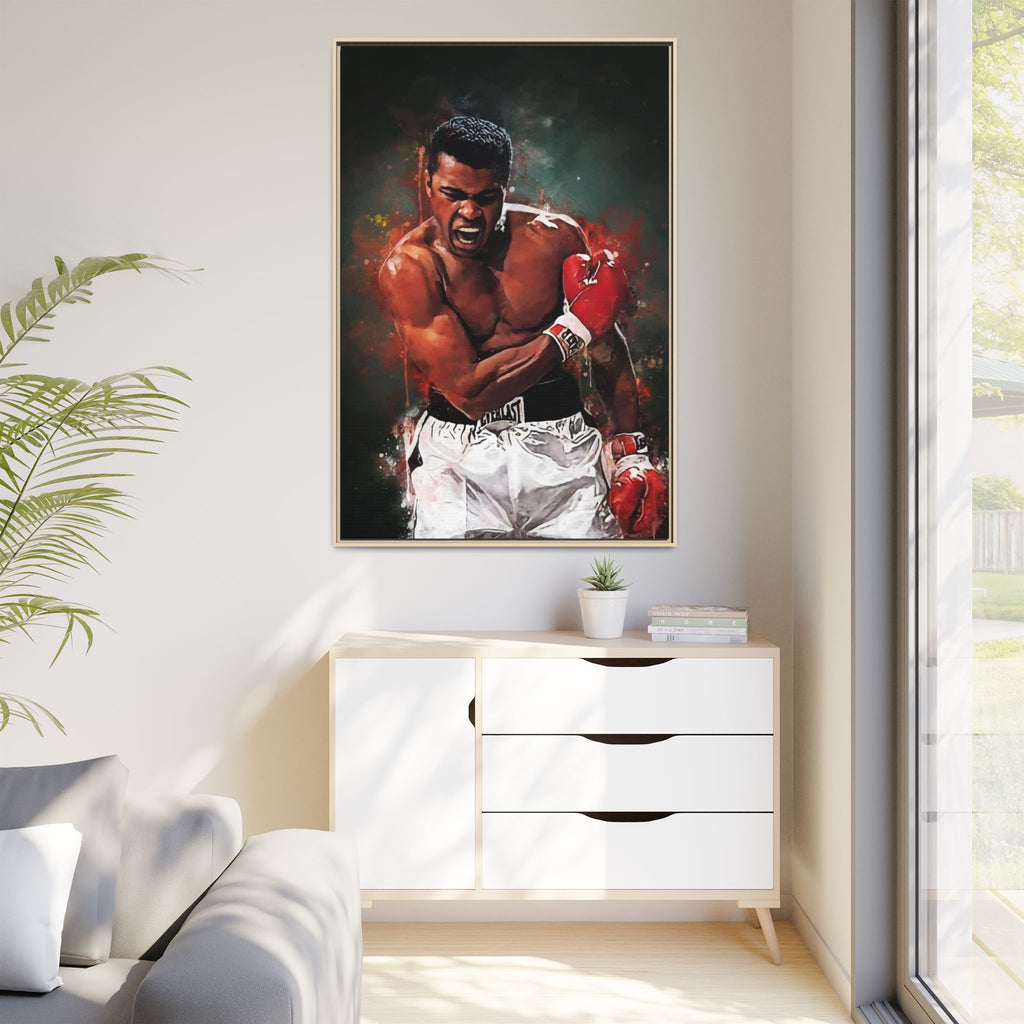 Framed Boxing Canvas Art — Dynamic Fighter Portrait