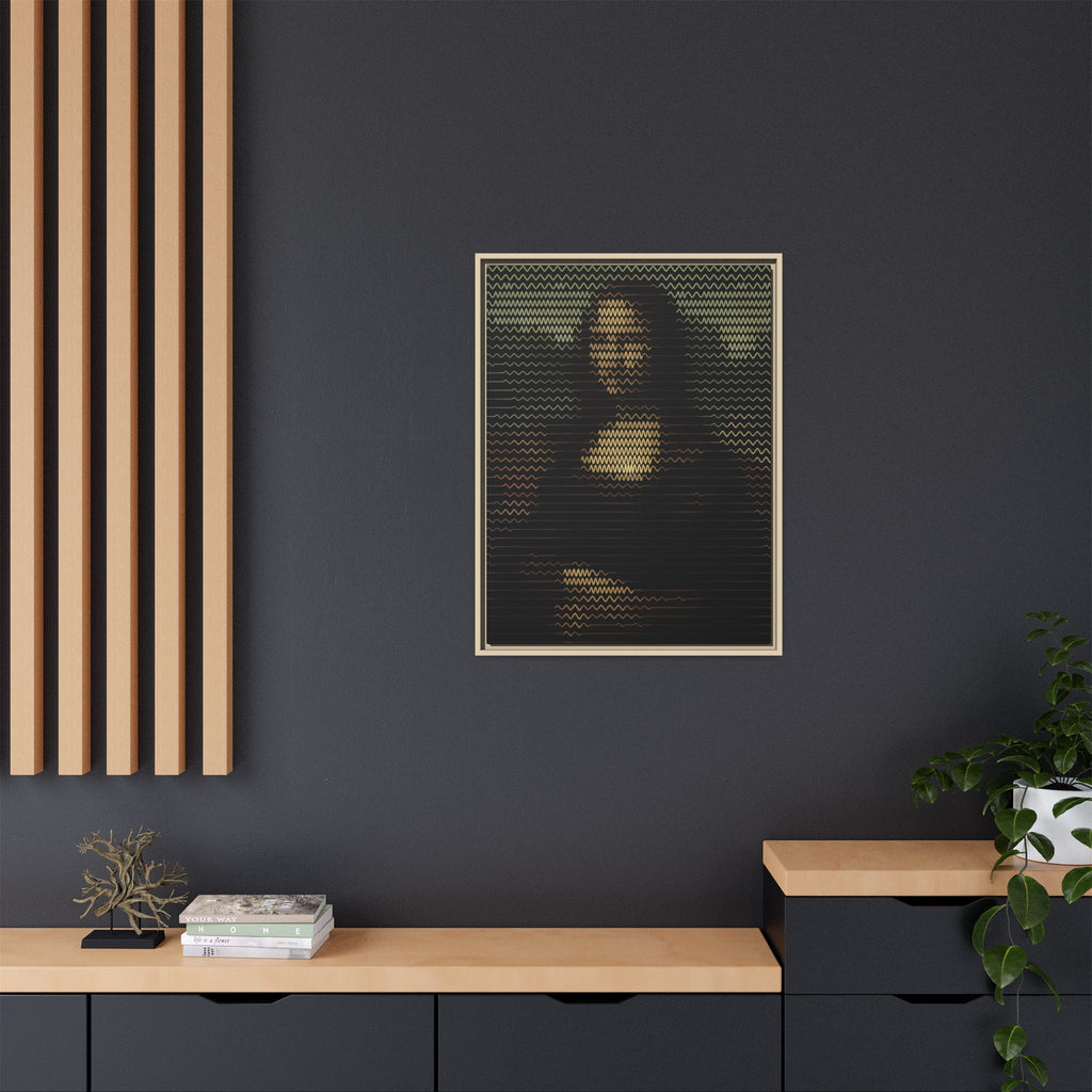 Framed Matte Canvas Art - Wavy Mosaic Mona Lisa Print
