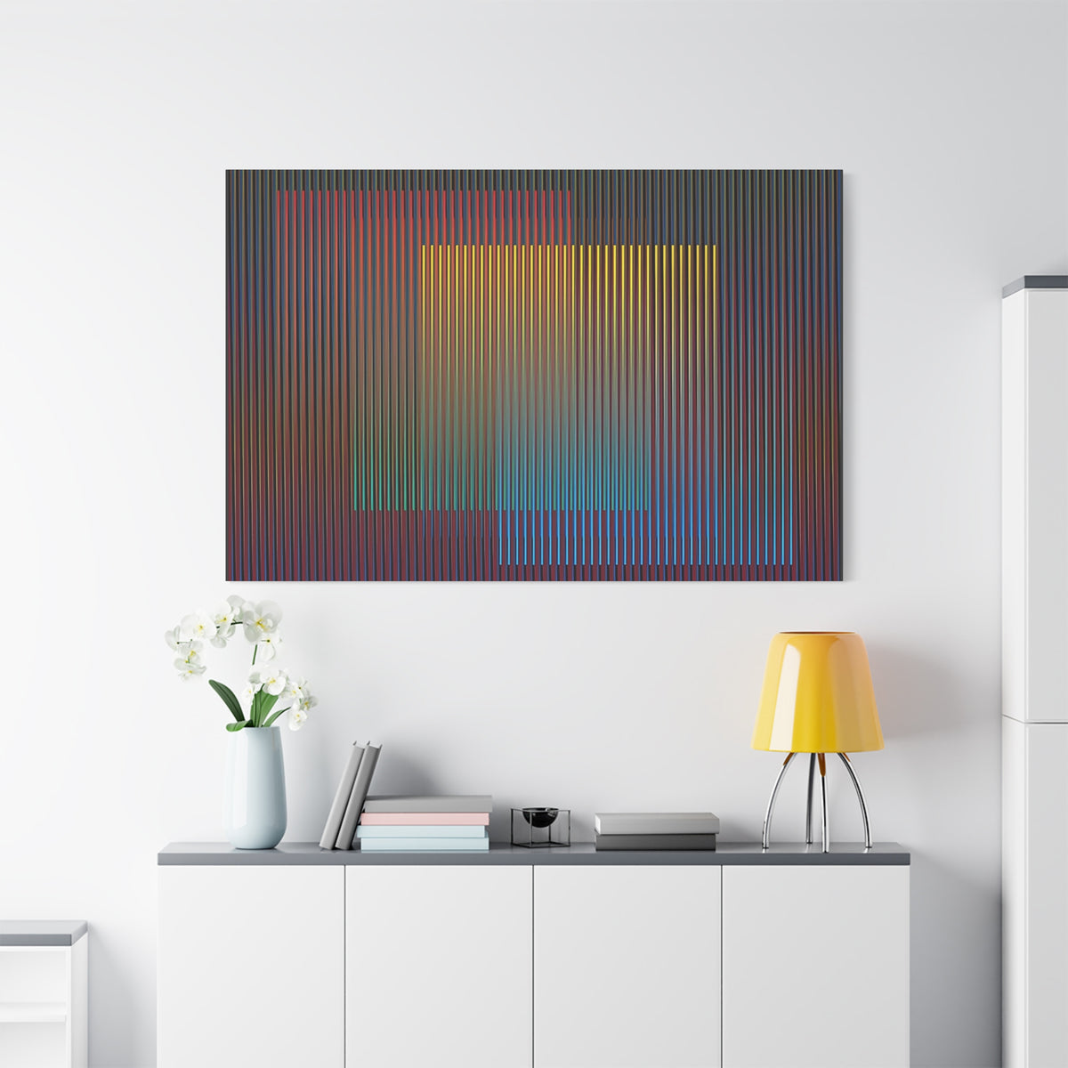 Abstract Geometric Matte Canvas Print — Layered Color Gradient Wall Art