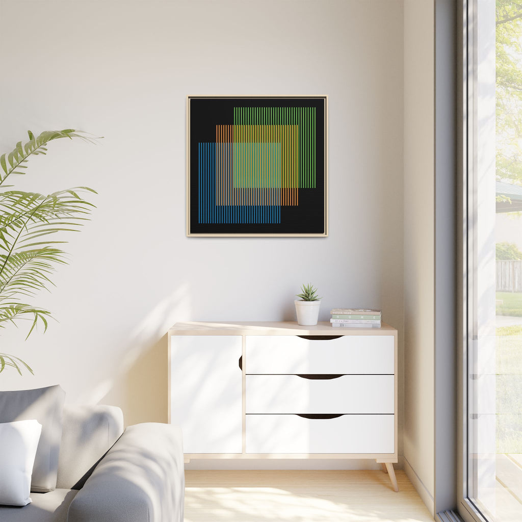 Framed Matte Canvas — Geometric Multi-Color Line Art