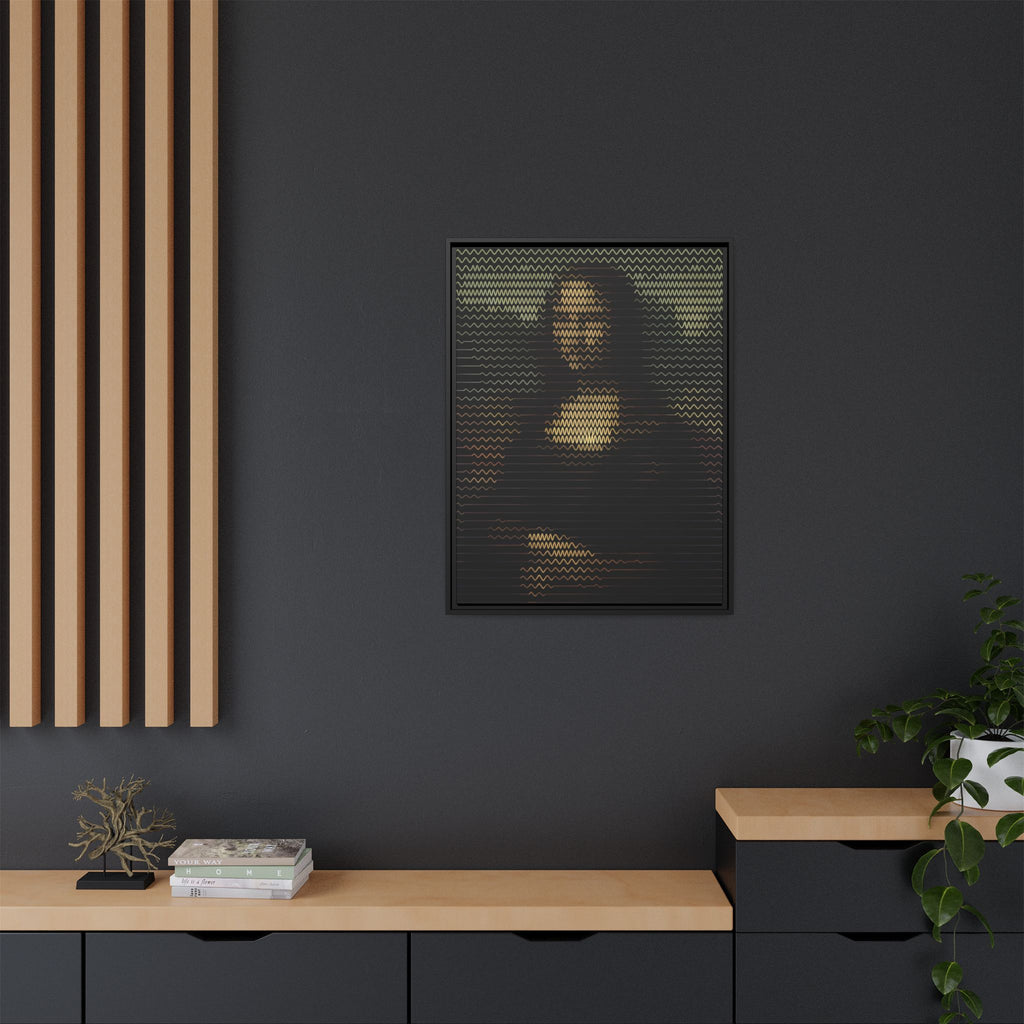 Framed Matte Canvas Art - Wavy Mosaic Mona Lisa Print
