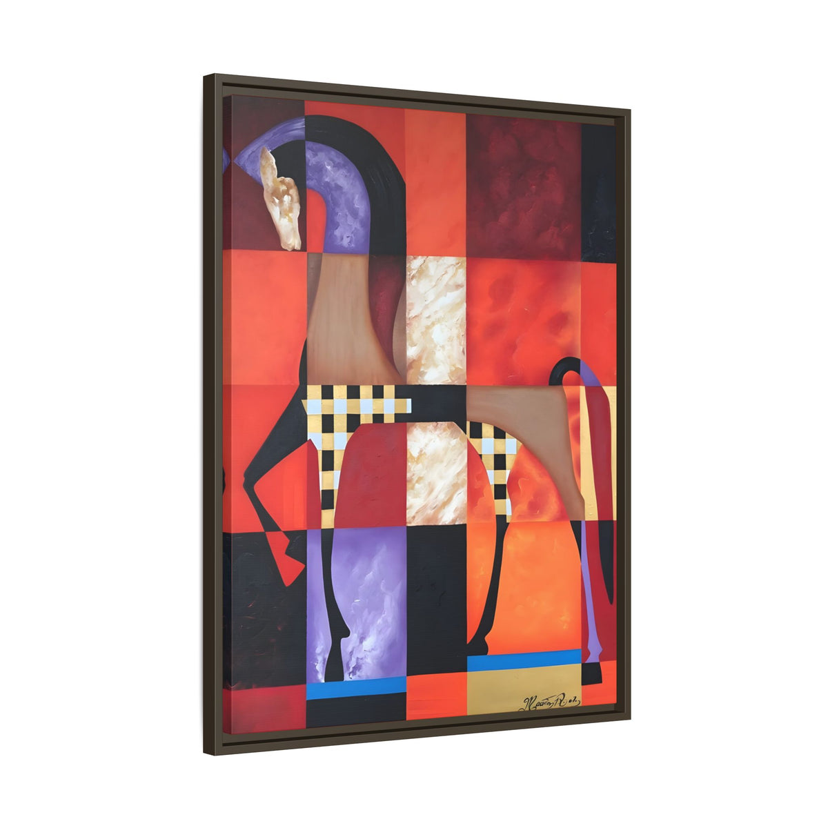 Abstract Geometric Horse Matte Canvas Framed Print